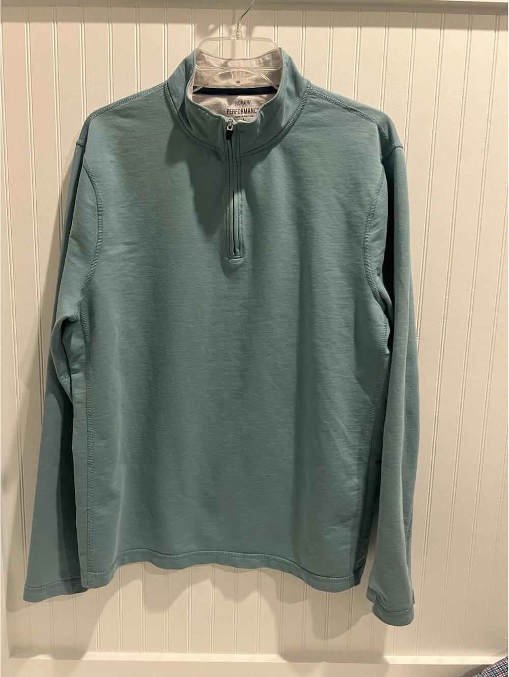 J.Crew Performance Quarter Zip‎ Pullover Teal Men’s Large Stretch Athletic